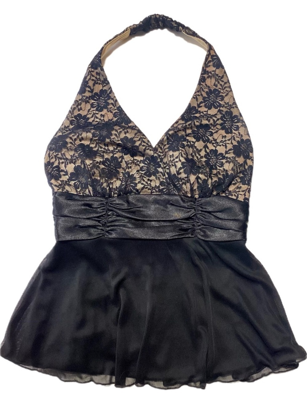 VTG Y2K Dressbarn Babydoll Halter Tank Sz 4P (XS)